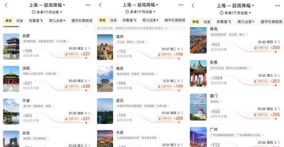 2025春运机票突降，上海出发航班价格跌幅超80%，网友纷纷抢票安排！