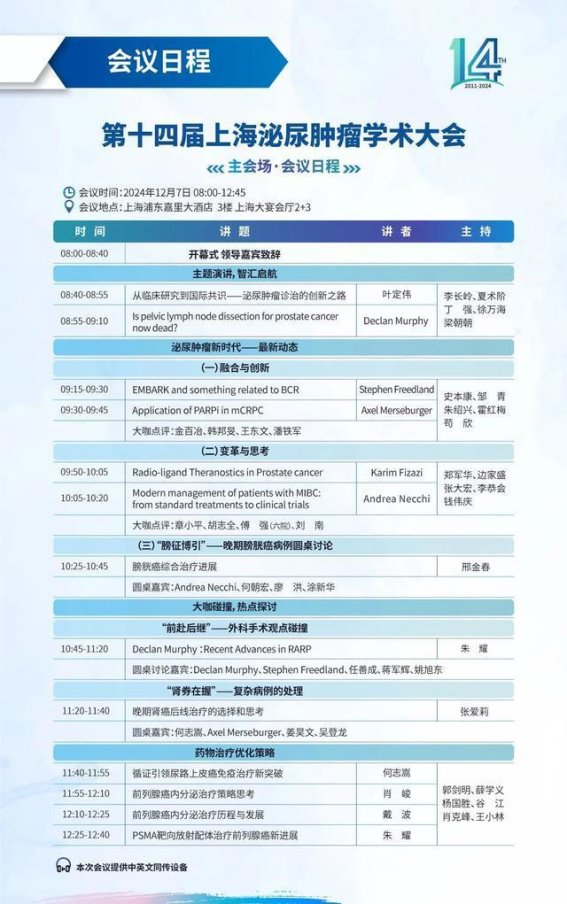 第十四届上海泌尿肿瘤学术大会暨中国抗癌协会男性生殖系统肿瘤专委会年会预告